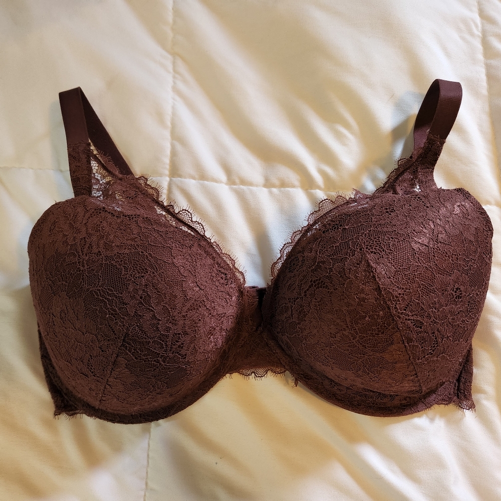 Auden 'The Sublime' plum lace plunge boost bra 40DDD(40F)